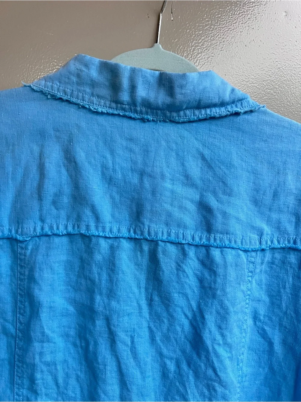 Tommy Bahama XL 100% Linen Blue Frayed Quiet Chic Coastal Jacket Casual Travel